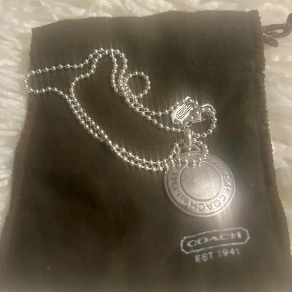 Coach Silver Engraved Pendant Necklace - Picture 5 of 5